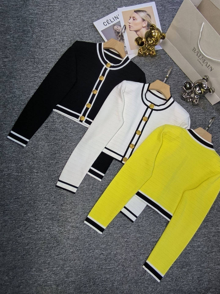 Marian Style Stylish Knit Cardigan & Skirt Set - Single-Breasted: White / English / M - Marian Style Boutique