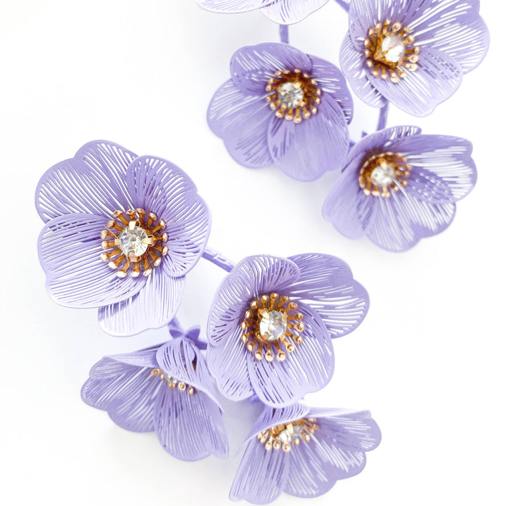 Large Statement Lilac Flower Earrings - Marian Style Boutique