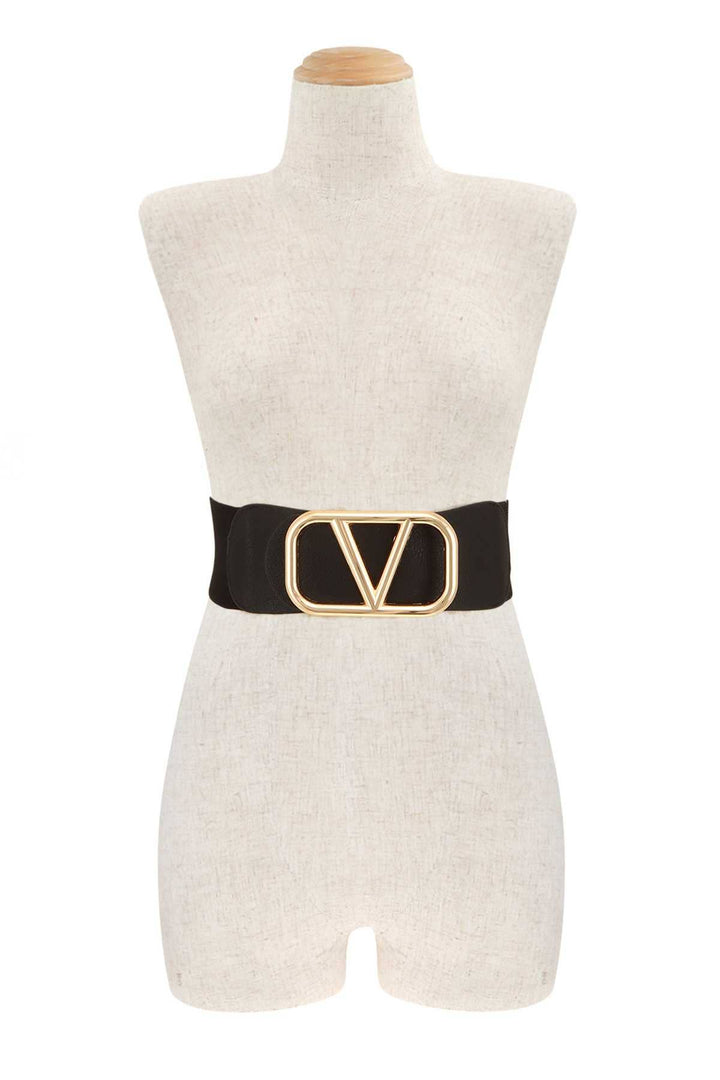 Marian style V IN SQUARE METAL BUCKLE ELASTIC BELT - Marian Style Boutique