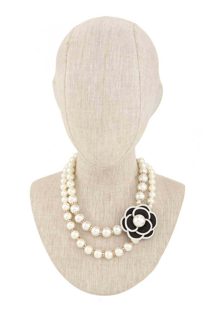 PEARL AND FLOWER CHARM NECKLACE SET TNE2059 - Marian Style Boutique