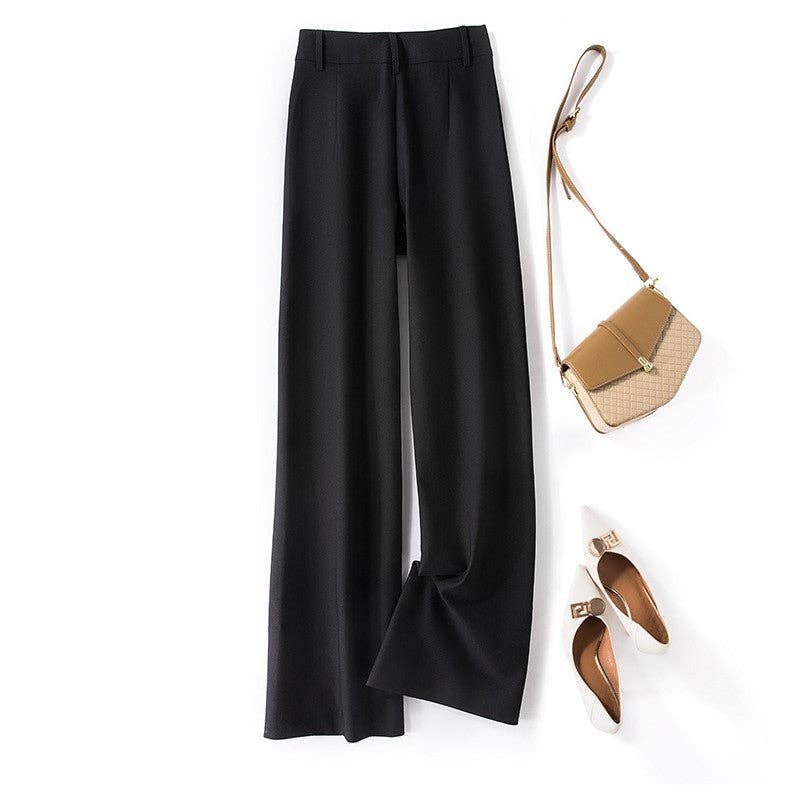 Solid Color High Waist Flared Wide Leg Palazzo Pants