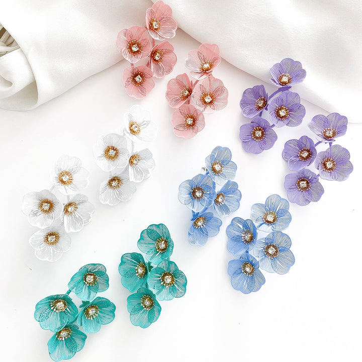 Large Statement Lilac Flower Earrings - Marian Style Boutique