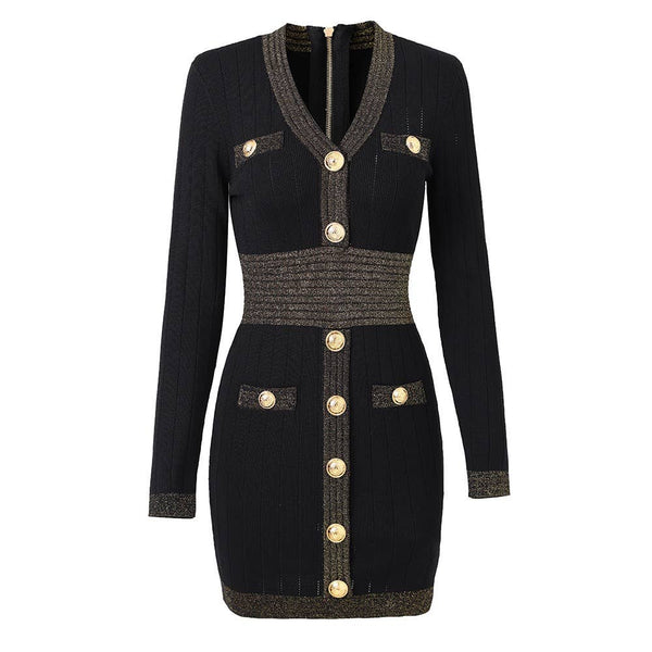 Marian Style Women's Knitted Dress Bright Silk Patchwork Slim Fit - Marian Style Boutique