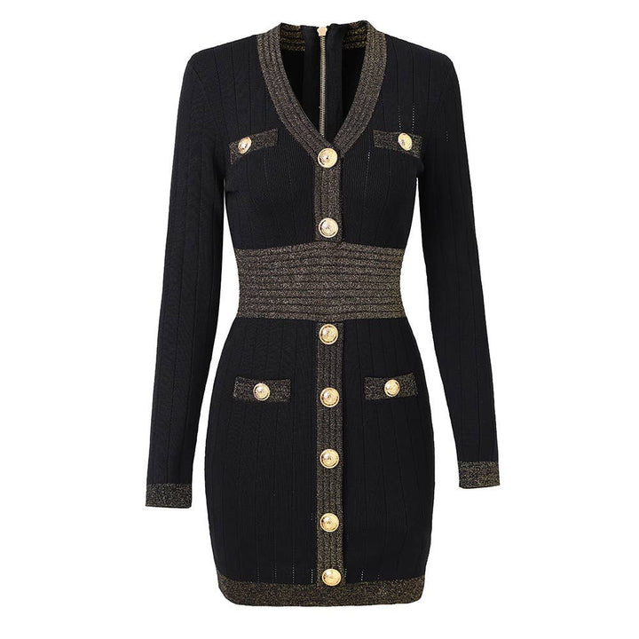Marian Style Women's Knitted Dress Bright Silk Patchwork Slim Fit - Marian Style Boutique