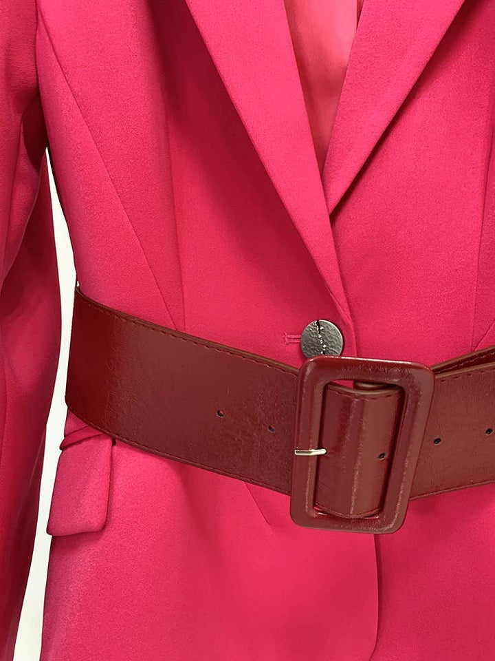 Marian Style Elegant Belted Suit & Bootcut Trousers Set - Marian Style Boutique