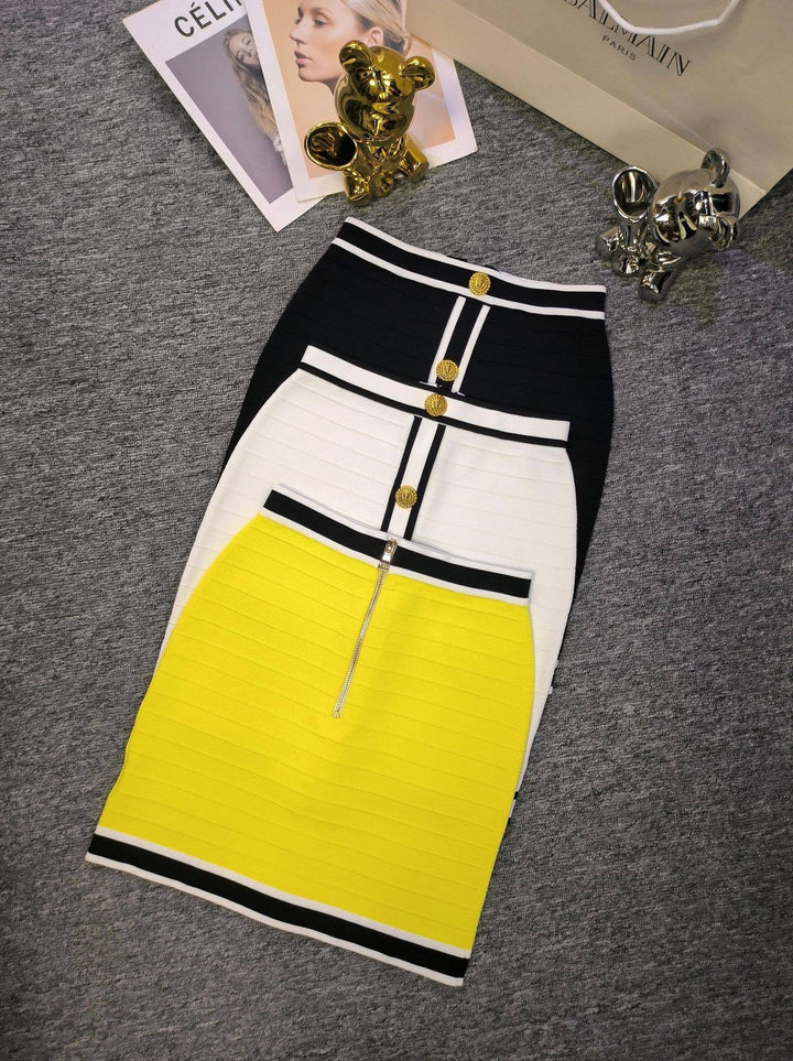 Marian Style Stylish Knit Cardigan & Skirt Set - Single-Breasted: White / English / M - Marian Style Boutique