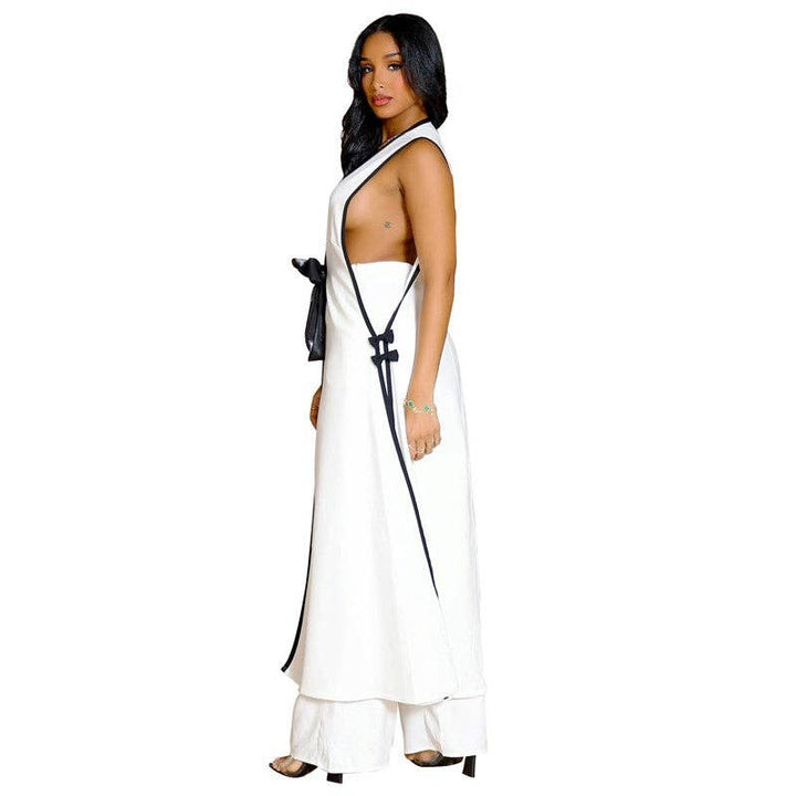 Sleeveless Bowknot Vest Wide Leg Pants Set - Marian Style Boutique