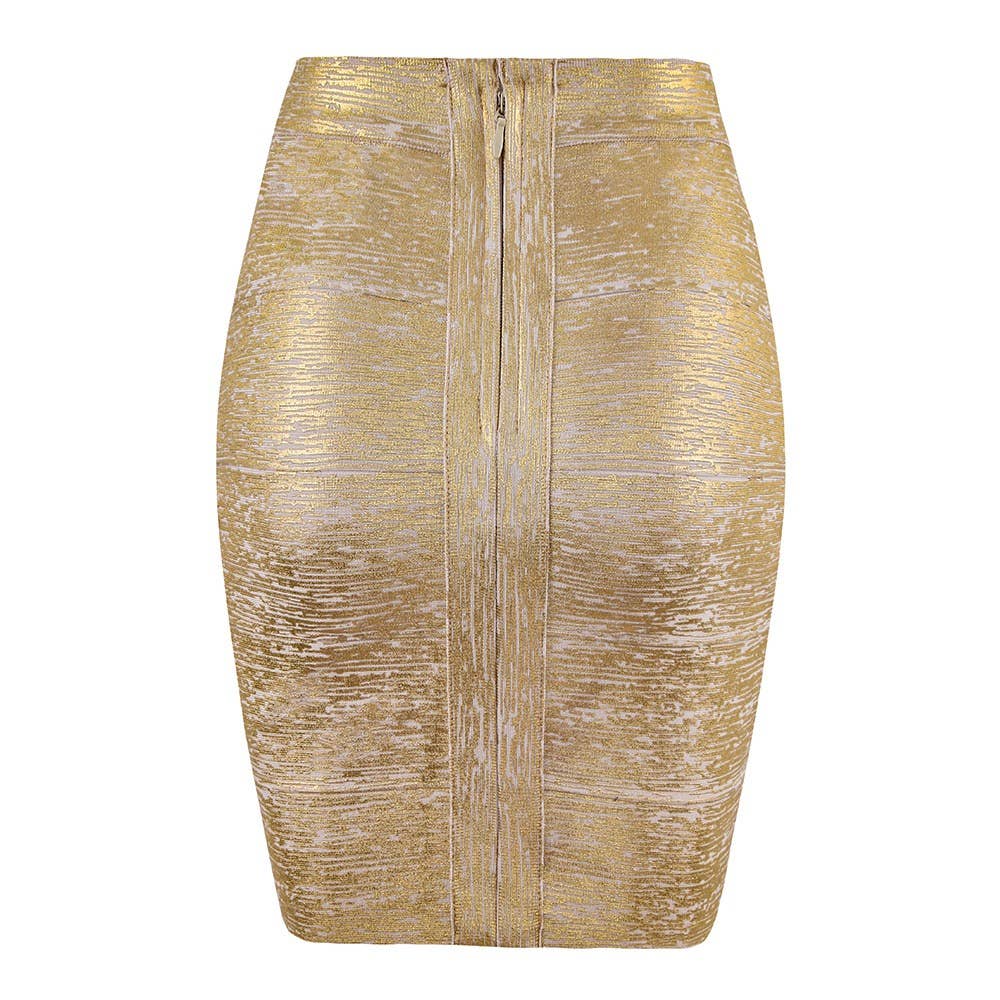 Marian Style Elegant Gold Bandage Skirt | Chic Hip-Wrap