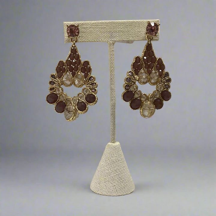 Hand bead Crystal Teardrop shape earring light purple - Marian Style Boutique