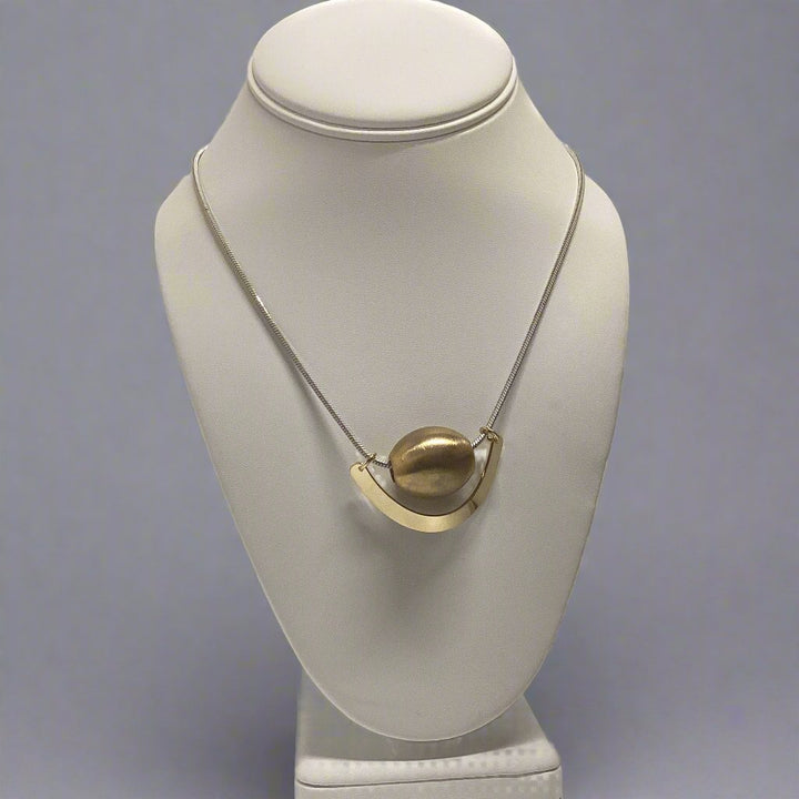 Necklace- Gold Abstract Pendant - Marian Style Boutique