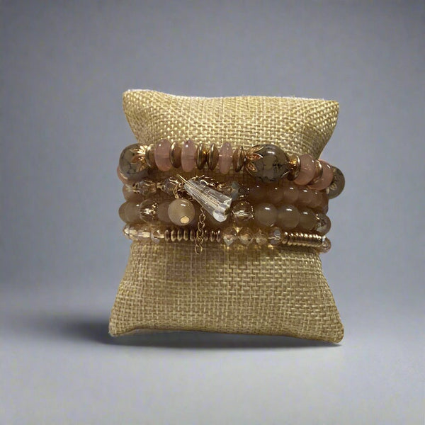 Bracelet - Peach pink with gold - Marian Style Boutique