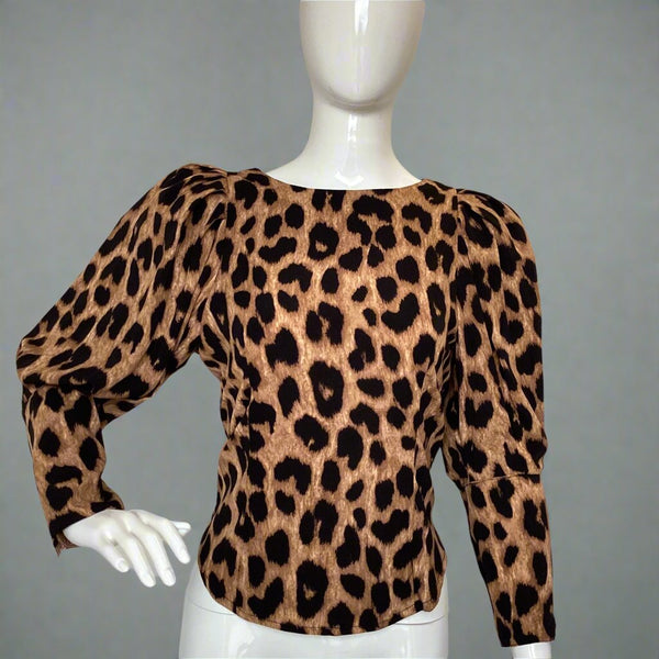 Blouse- Cheetah Print Long Sleeve - Marian Style Boutique