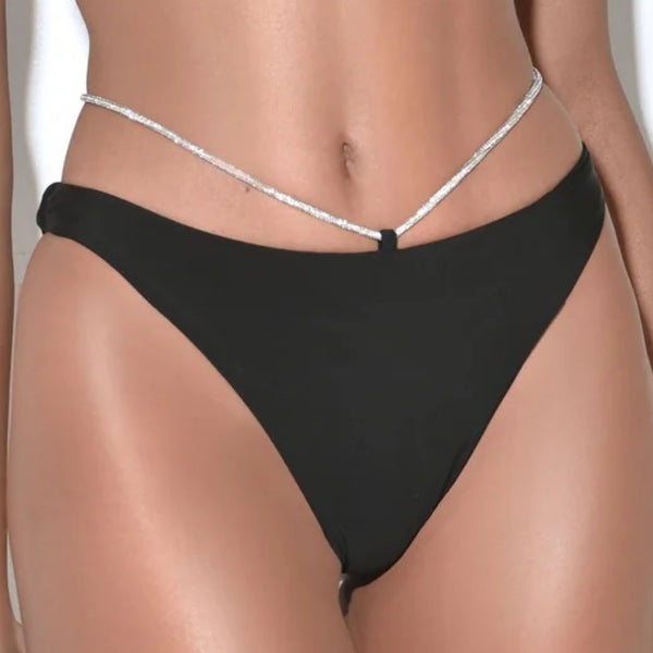 Nola black Crystal string bikini bottom - Marian Style Boutique