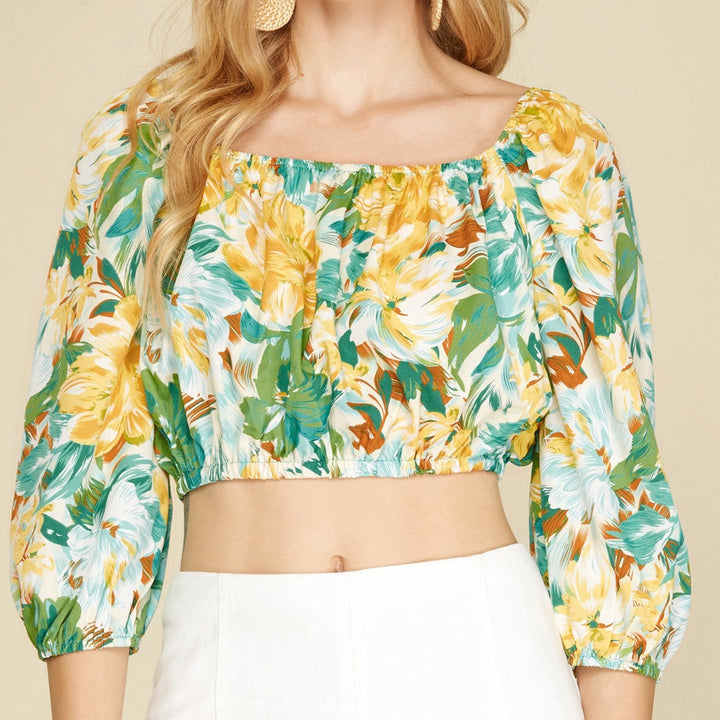 Multi color woven crop top orange/pink - Marian Style Boutique