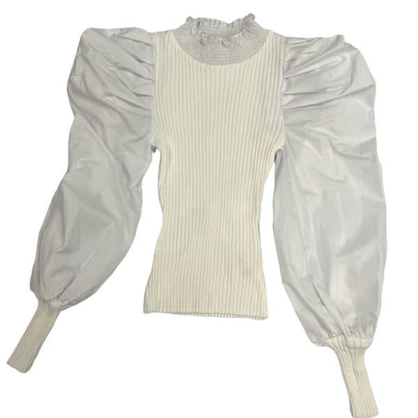 Sweaters - Blouse - long sleeve sweater blouse white - Marian Style Boutique
