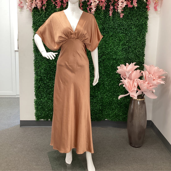 Dress- Golden Sand Short Sleeve Maxi Dress - Marian Style Boutique