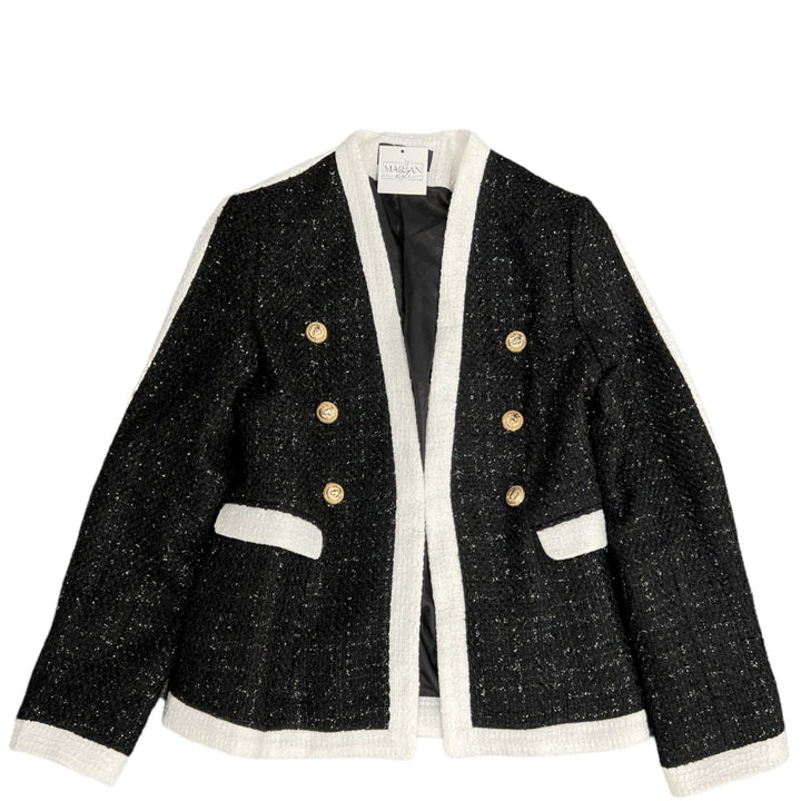 Jacket- black white pockets golden button ups - Marian Style Boutique