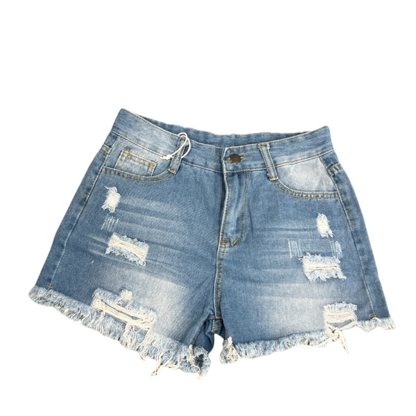 Shorts- high waisted jean blue ripped - Marian Style Boutique