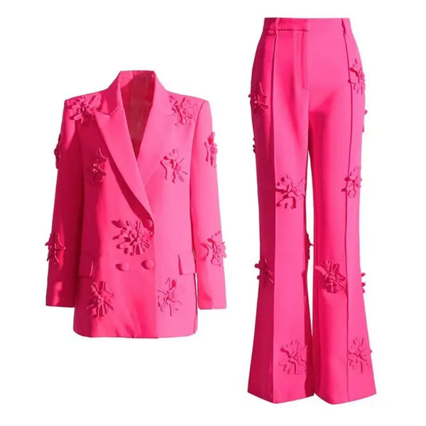Elegant floral suit y flared pants set - Marian Style Boutique