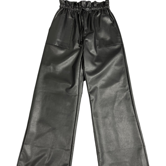 Pants- black   Ankle-length paperbag pant in black with dual front pockets and elasticized paperbag waist with drawstring