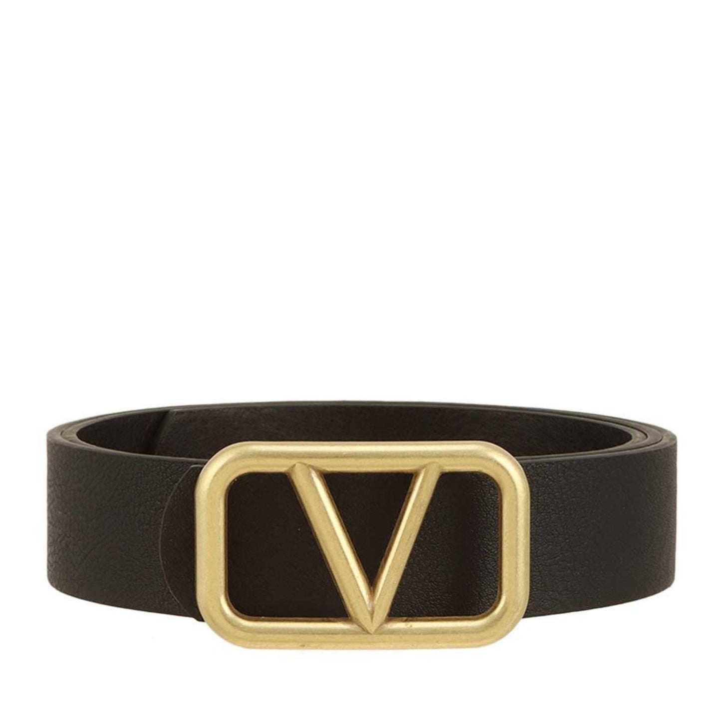 Metal V Buckle Leather Belt