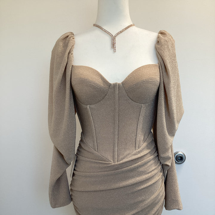 Party Dress - Gold - corset dress - Marian Style Boutique