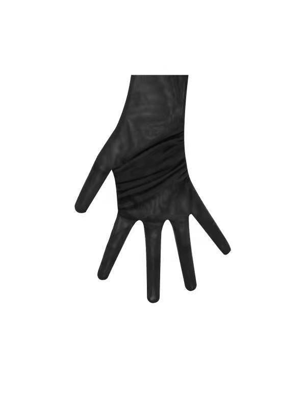 Qira Black Mesh Opera-length Gloves - Marian Style Boutique