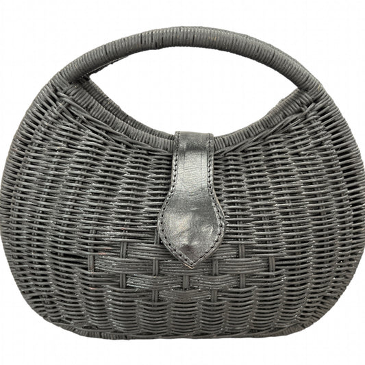 Purse black rattan handle bag (10 inch-width: 9)