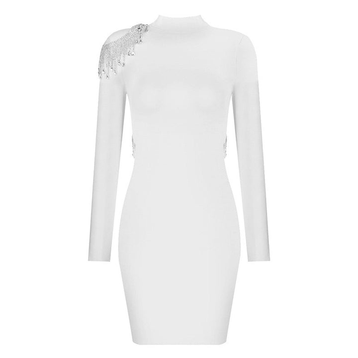 Diamond Tassel Backless Bandage Dress - Marian Style Boutique