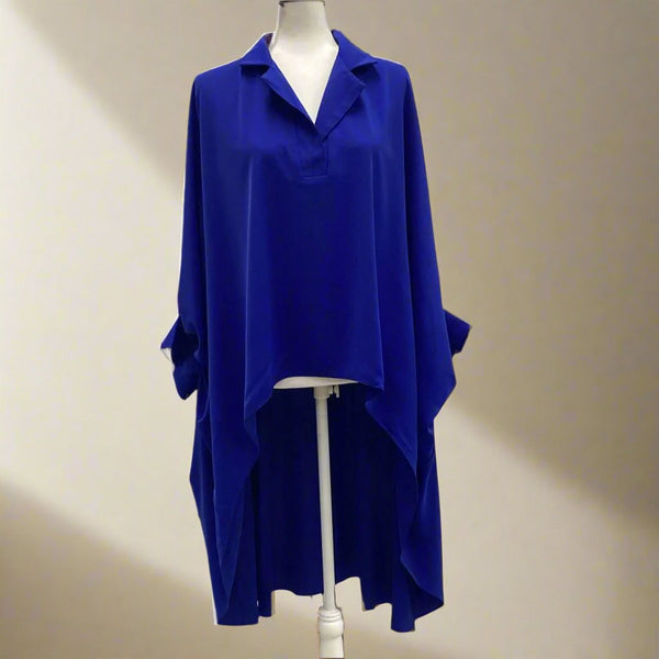 High and low wide shirts clrdesc: Blue - Marian Style Boutique