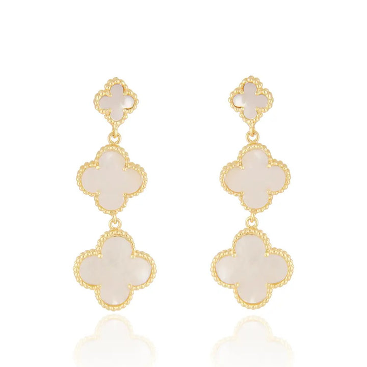 Mother of Pearl Shamrock Danglers - Marian Style Boutique