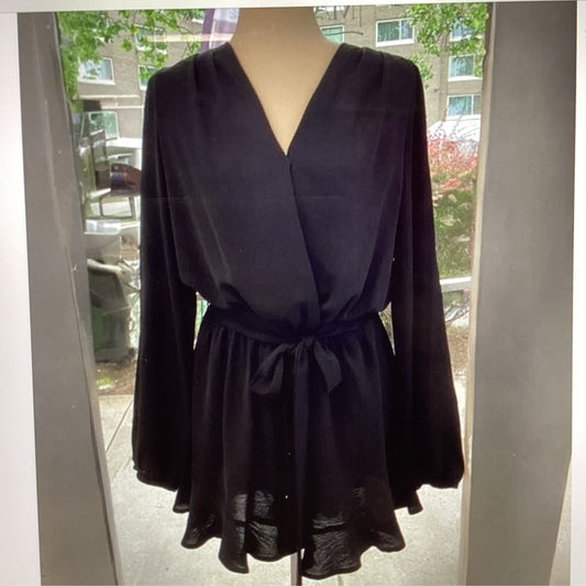 Romper- Black Short Ruffle with Belt