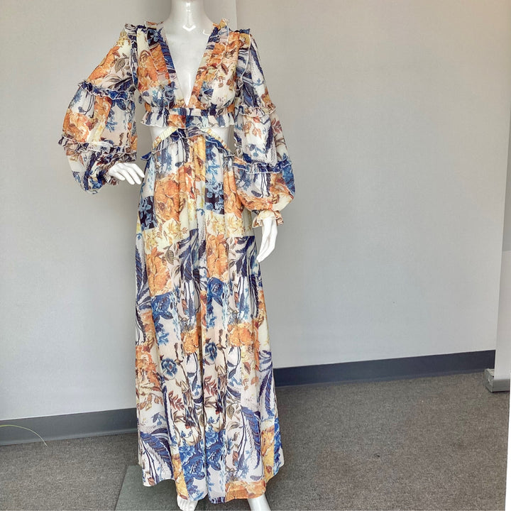 Dresses - attach Dress- lace up maxi dress - Marian Style Boutique