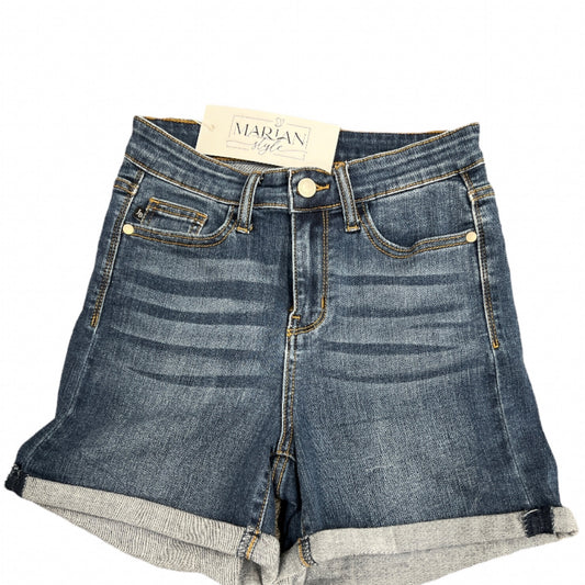 Shorts-High-Waisted No destroy cuffed shorts