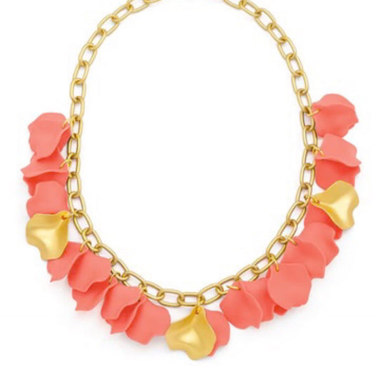 Matte gold chain collar necklace with hand