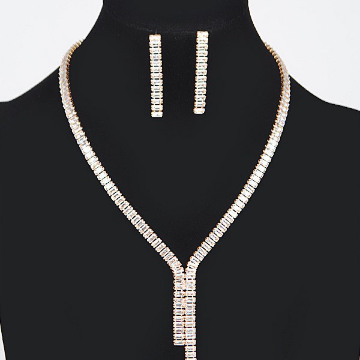 Rhinestone Earring and Necklace Set