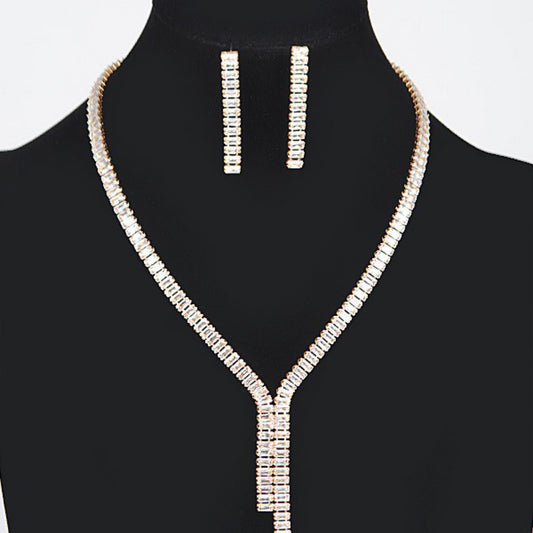 Rhinestone Earring and Necklace Set