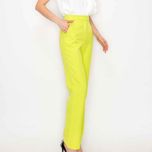 Stretch high waist bootcut color pants