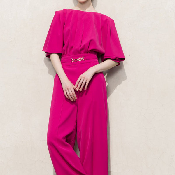 Flutter Kimino Sleeve Buckle Detail Wide Jumpsuit - Marian Style Boutique