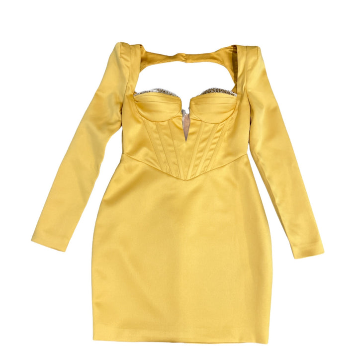 Dress-Gold Satin Corset with Crystals materials - Marian Style Boutique