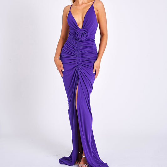 Glen purple scrappy deep v backless