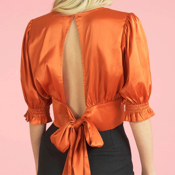 Solid smocked top orange - Marian Style Boutique
