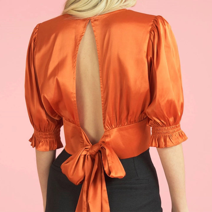 Solid smocked top orange - Marian Style Boutique