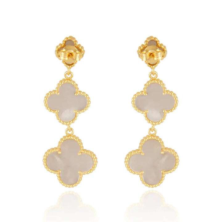 Mother of Pearl Shamrock Danglers - Marian Style Boutique