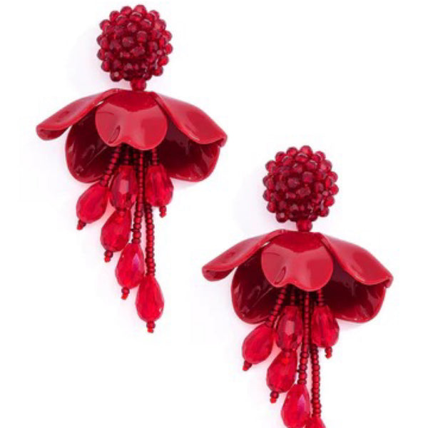 Marian style Handmade Crystal Petal Drop Earring Jewelry - Marian Style Boutique