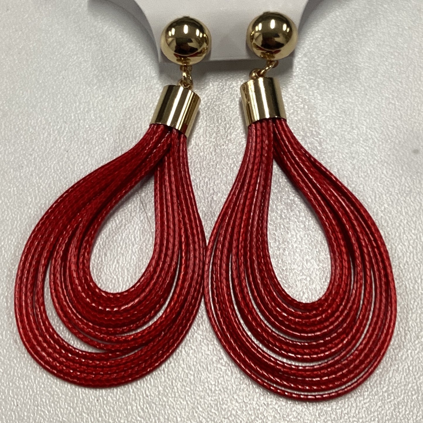 Earring- Red Teardrop Rope