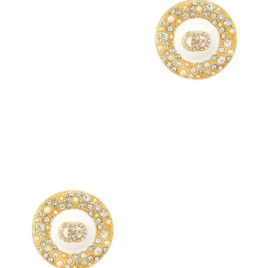 Metal Circle Cubic and pearl GO Accent Earring