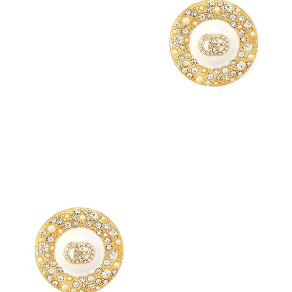 Metal Circle Cubic and pearl GO Accent Earring - Marian Style Boutique