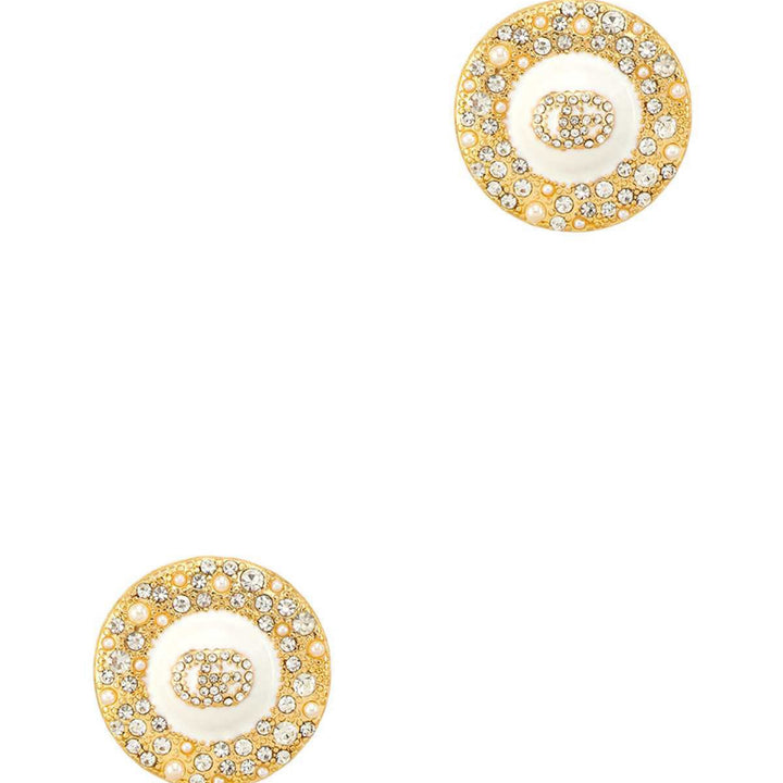 Metal Circle Cubic and pearl GO Accent Earring - Marian Style Boutique