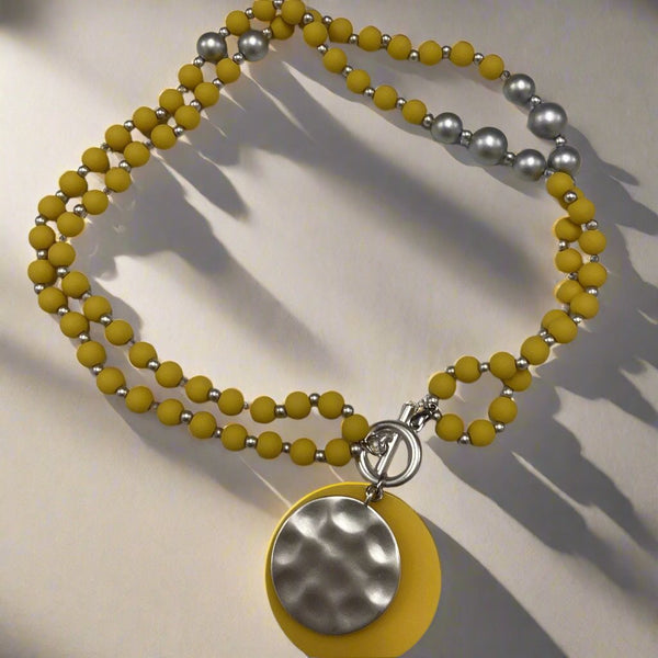 Necklace- Yellow Long Beaded - Marian Style Boutique